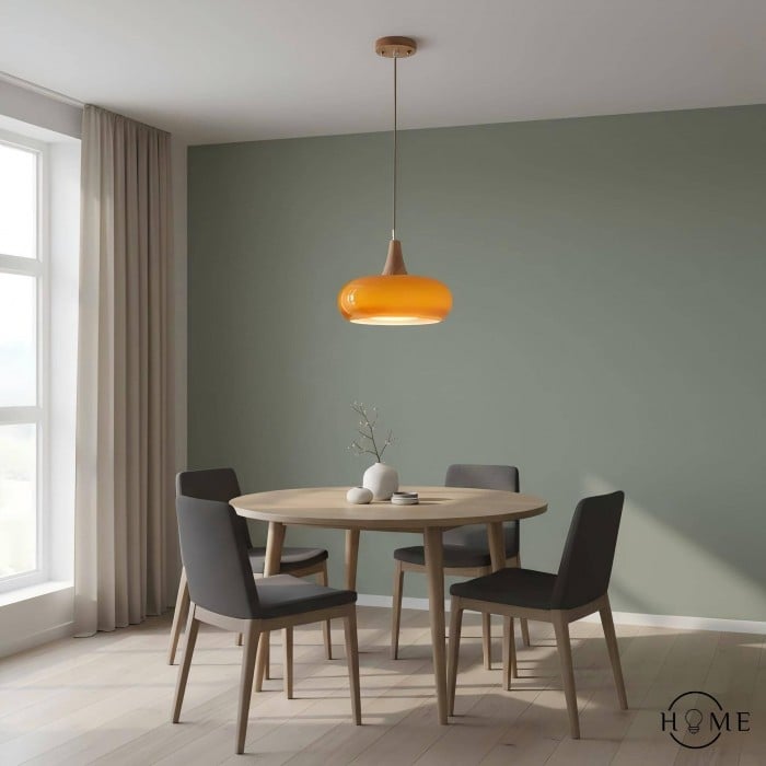 Violetta Bauhaus-Inspired Orange Disc Pendant Light