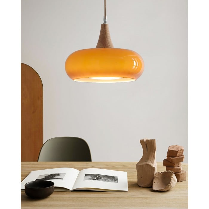 Violetta Bauhaus-Inspired Orange Disc Pendant Light
