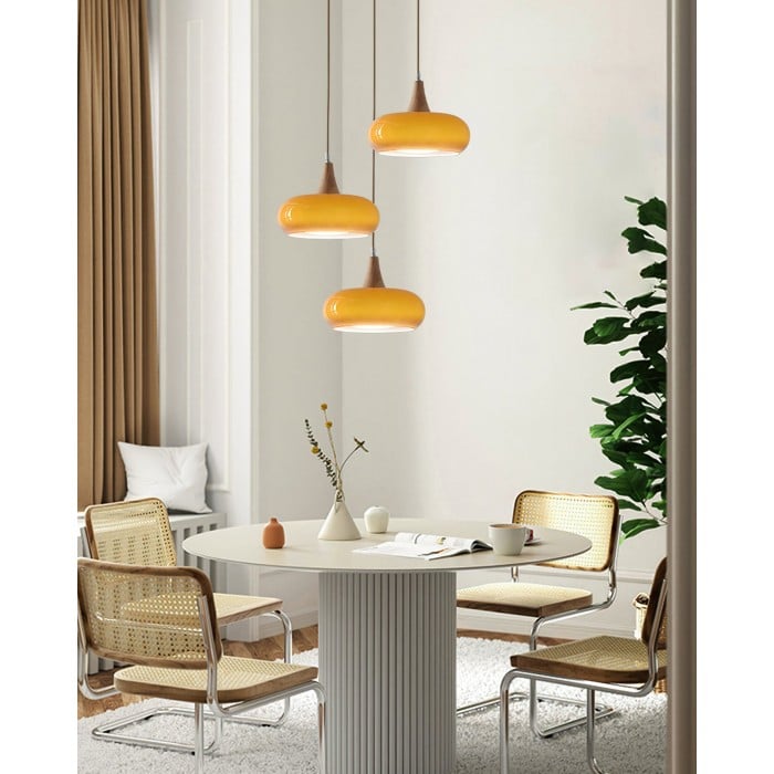 Violetta Bauhaus-Inspired Orange Disc Pendant Light