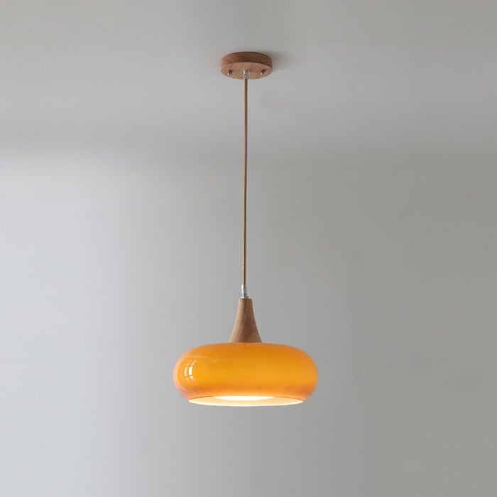 Violetta Bauhaus-Inspired Orange Disc Pendant Light