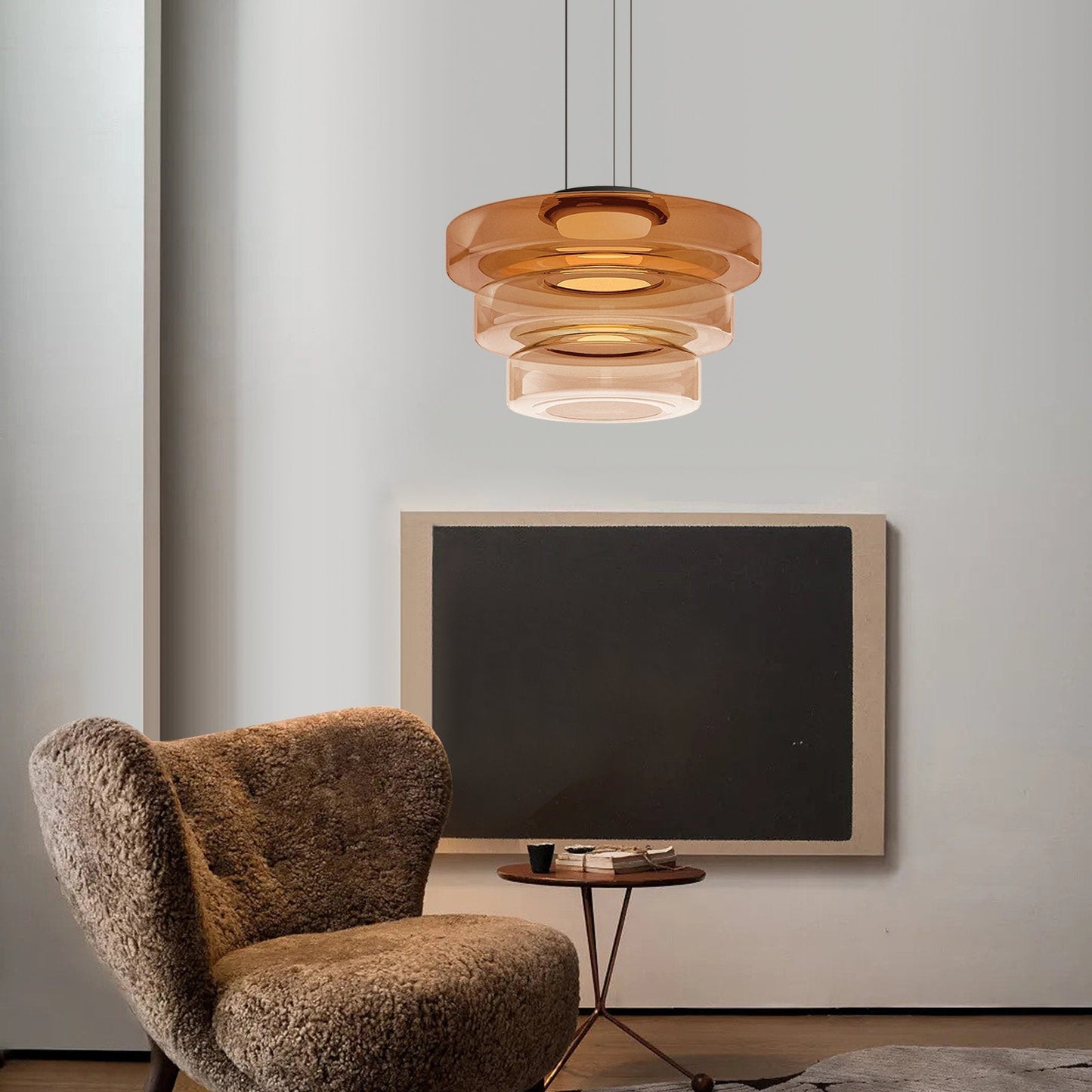 Contemporary Glass Pendant Light | Adjustable Hanging Cable & LED Bulbs | 12W