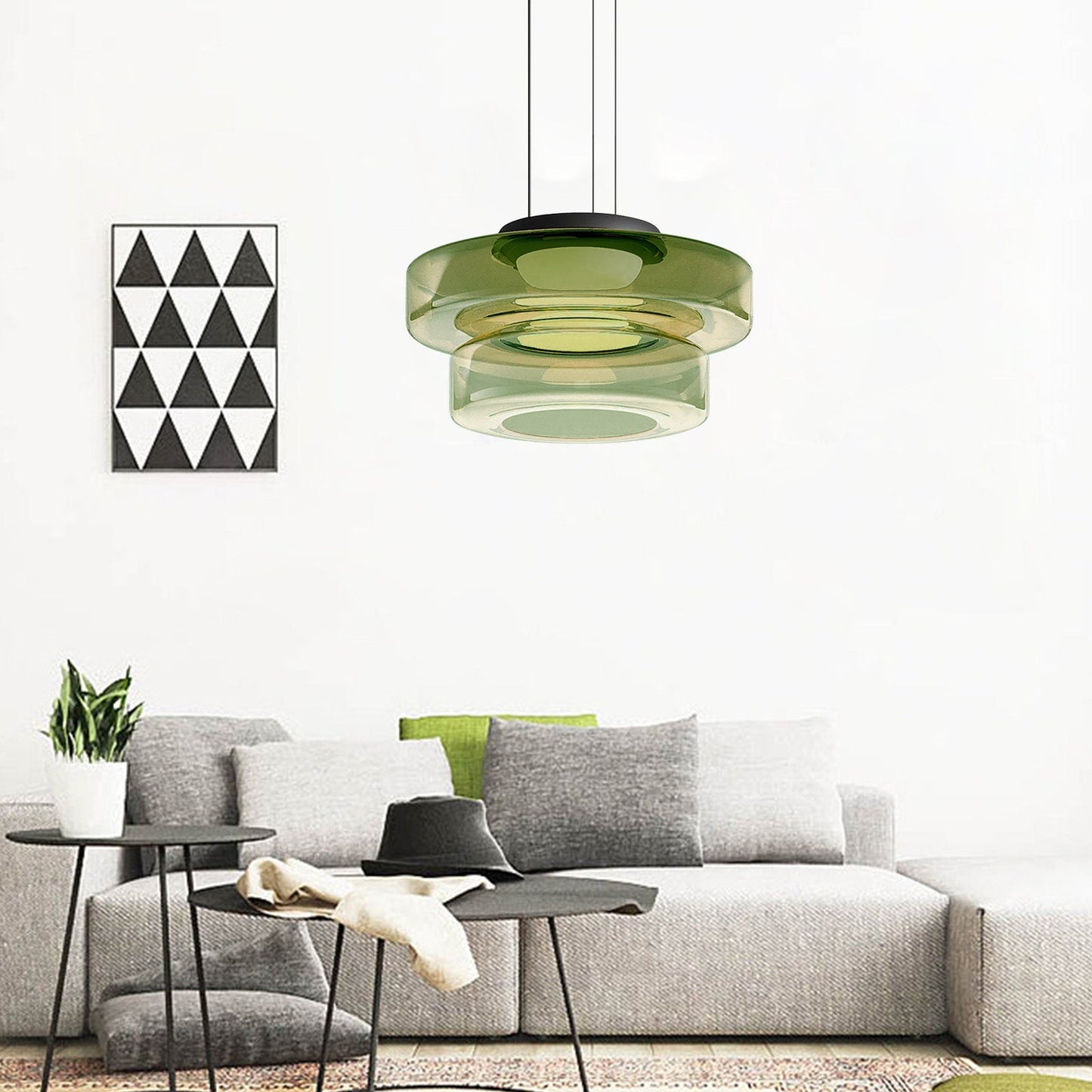 Contemporary Glass Pendant Light | Adjustable Hanging Cable & LED Bulbs | 12W