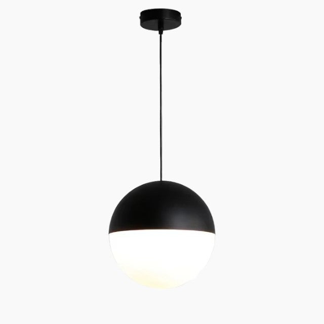 Modern Globe Pendant Light - Frosted Glass Loft Lamp in Black