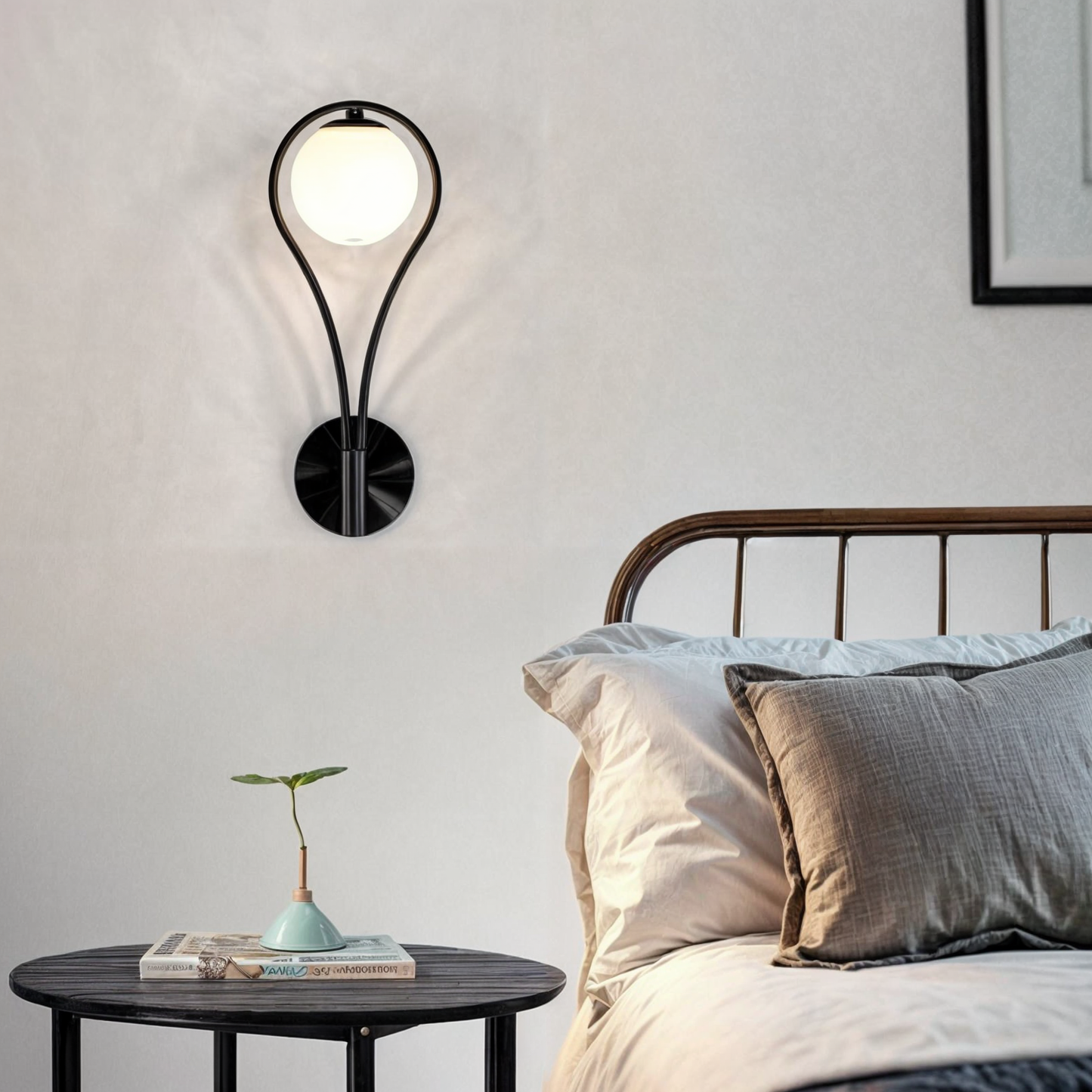 Contemporary Nordic Wall Sconce, Black and Gold, G4 LED, Iron and Glass, Up/Down Lighting