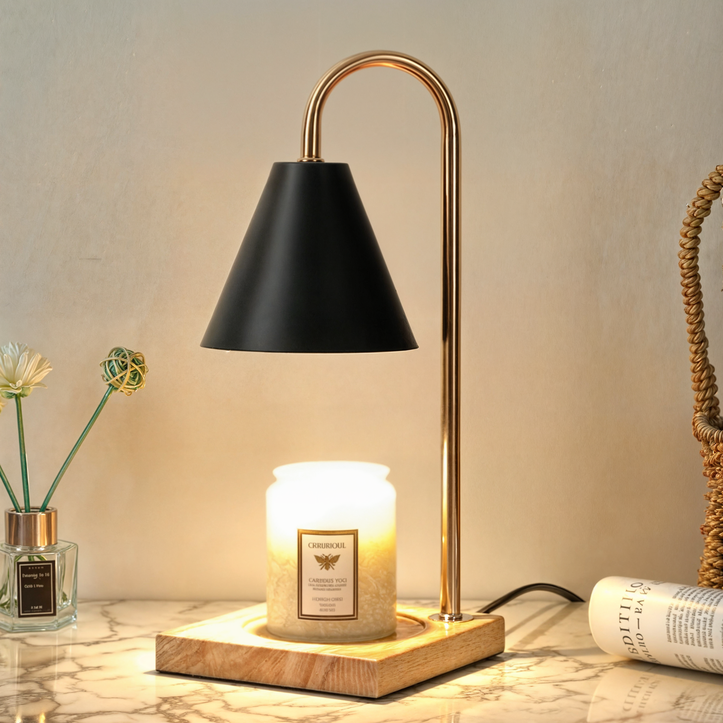 Dimmable Electric Candle Warmer Lamp with Modern Aroma Melter Design