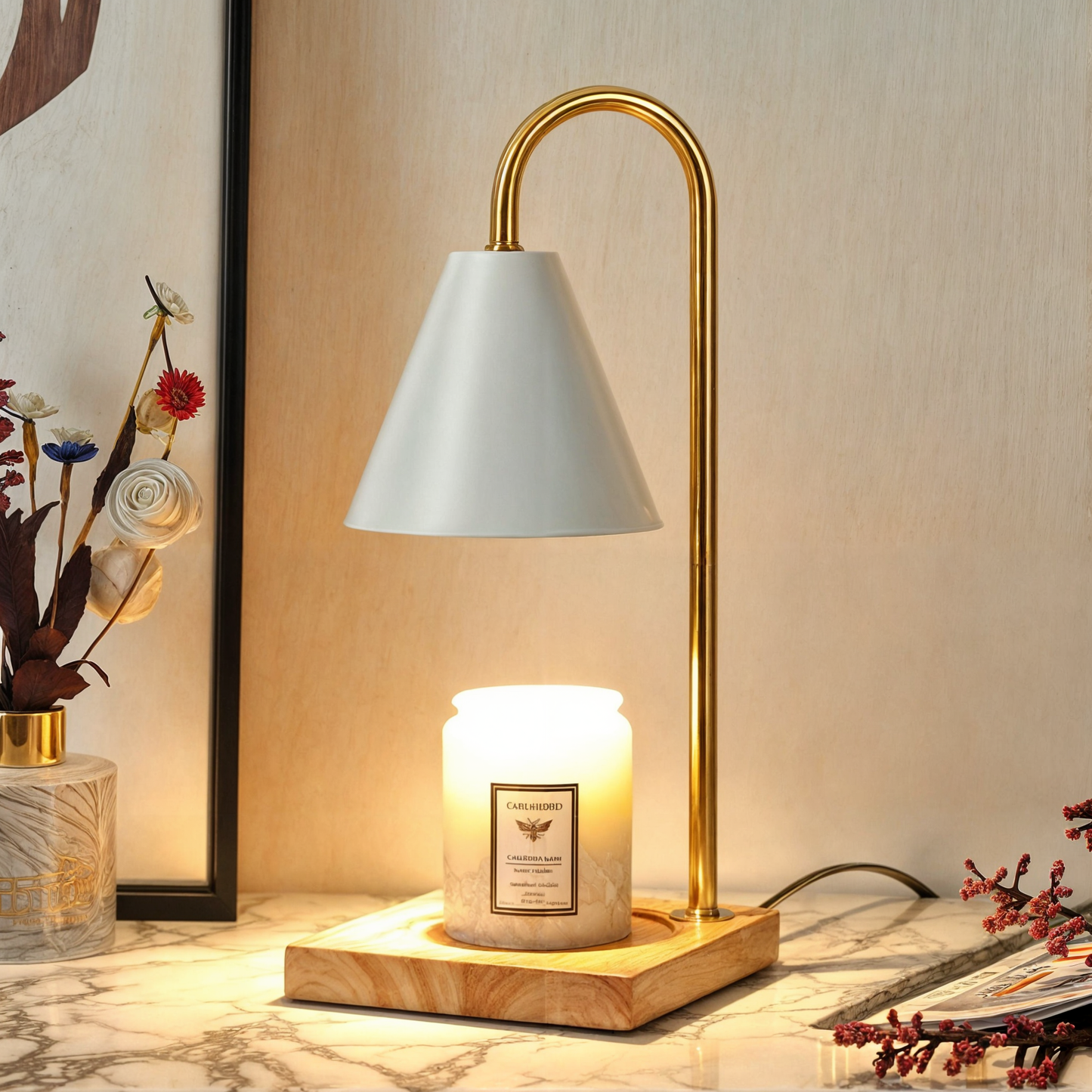 Dimmable Electric Candle Warmer Lamp with Modern Aroma Melter Design