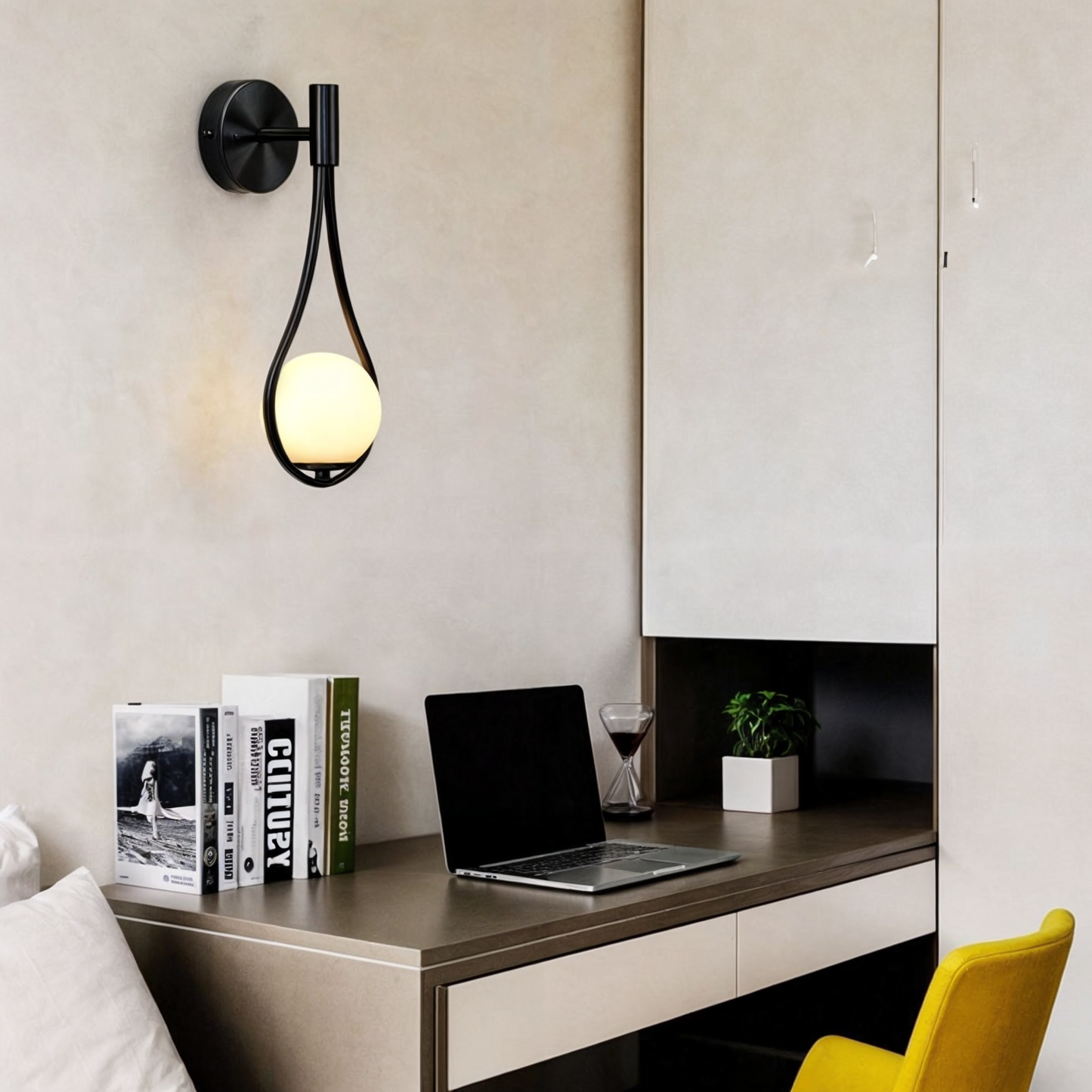 Contemporary Nordic Wall Sconce, Black and Gold, G4 LED, Iron and Glass, Up/Down Lighting
