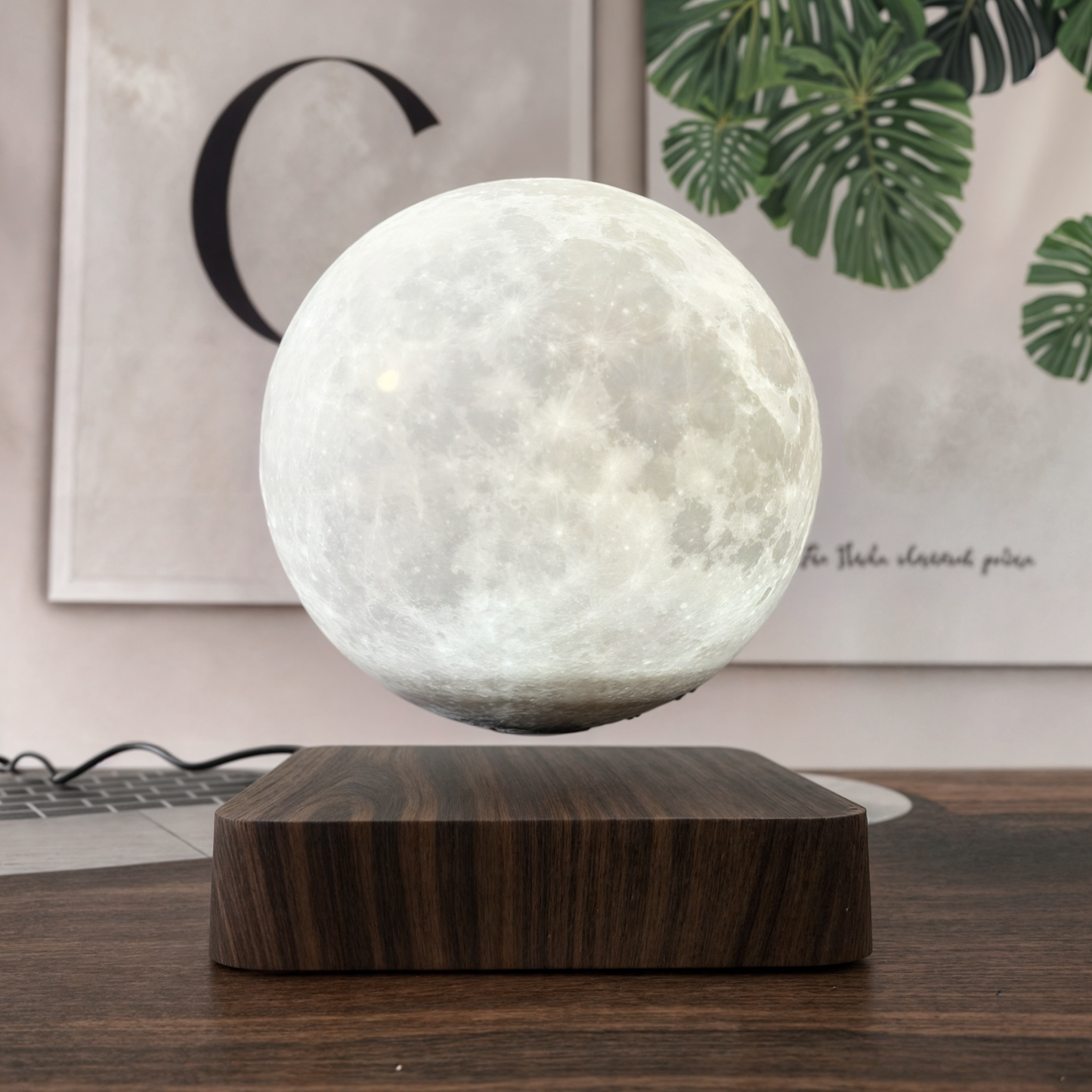 Magnetic Levitation Floating Moon Lamp – 3D Printed LED Night Light with Touch and Remote Control
