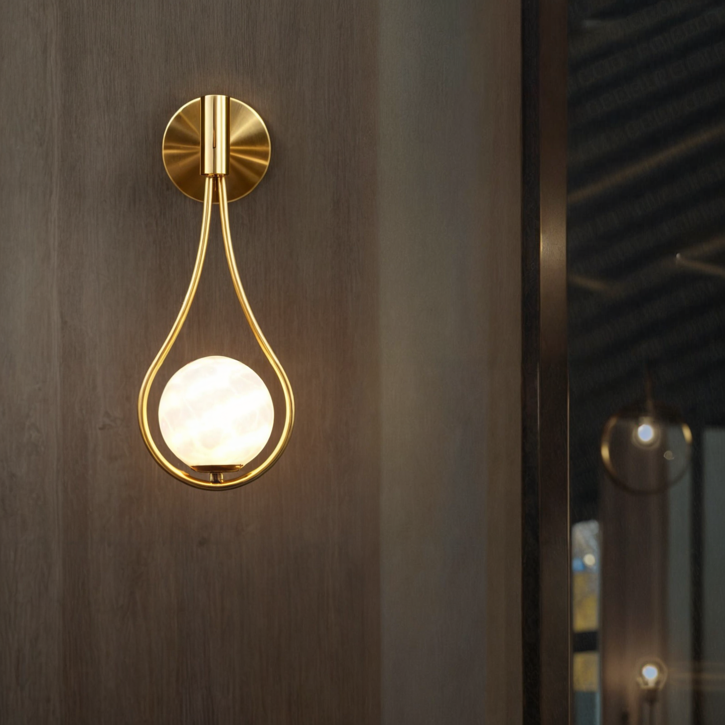 Contemporary Nordic Wall Sconce, Black and Gold, G4 LED, Iron and Glass, Up/Down Lighting