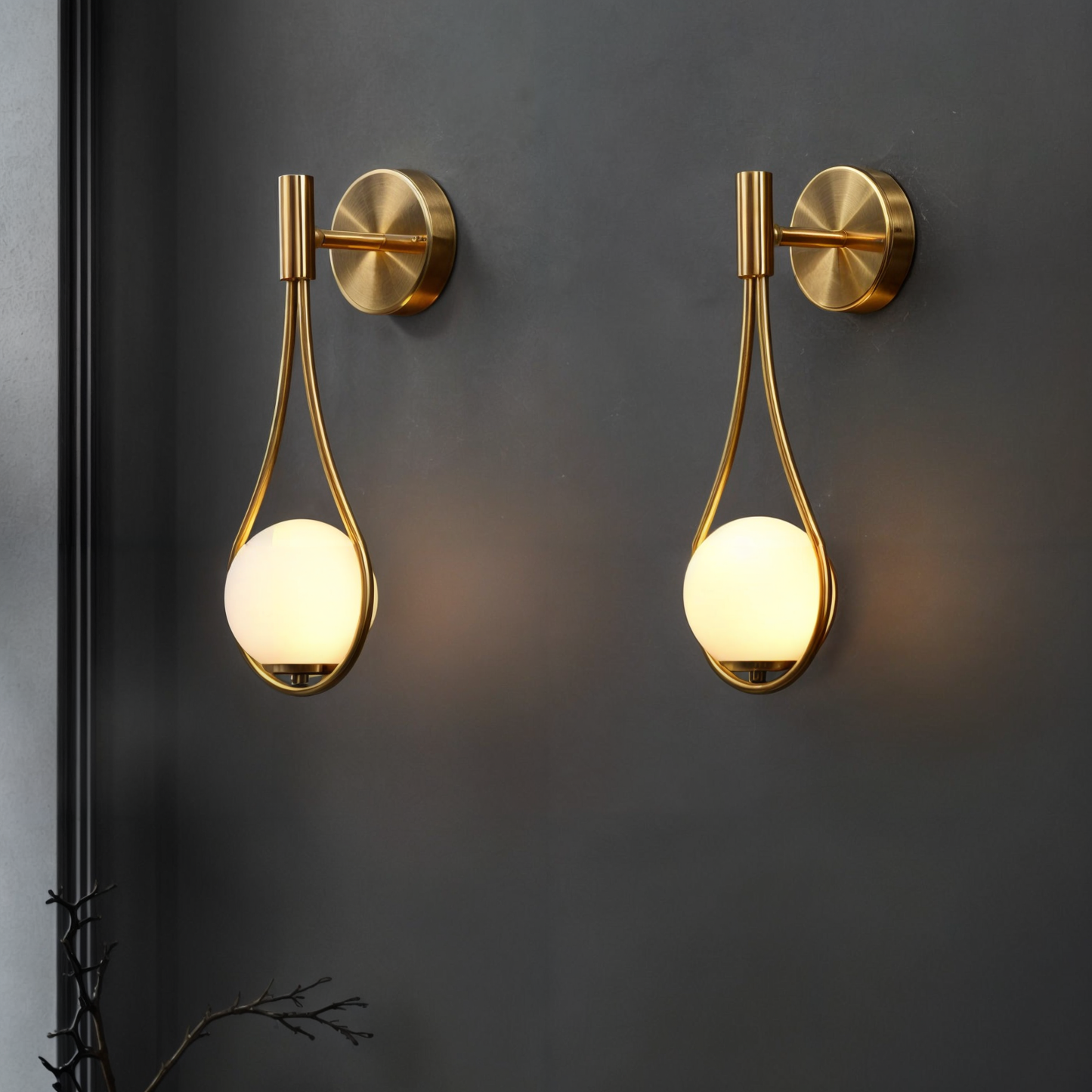 Contemporary Nordic Wall Sconce, Black and Gold, G4 LED, Iron and Glass, Up/Down Lighting
