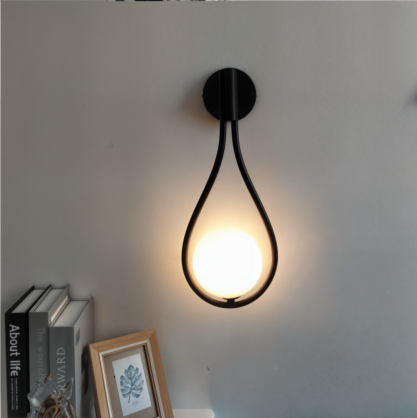 Contemporary Nordic Wall Sconce, Black and Gold, G4 LED, Iron and Glass, Up/Down Lighting