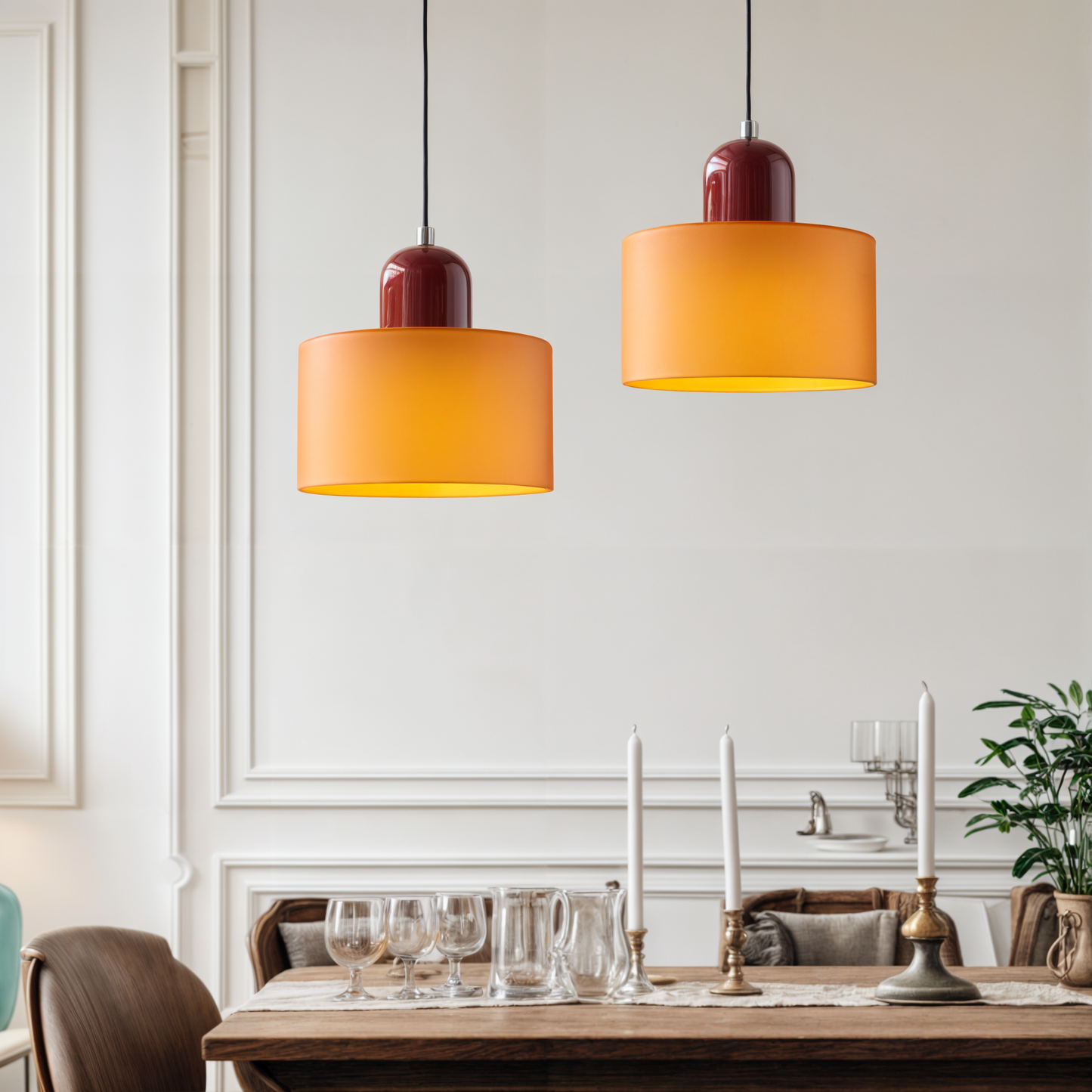 Adjustable Modern Small Orange Glass Pendant Light, E27, Max 12W