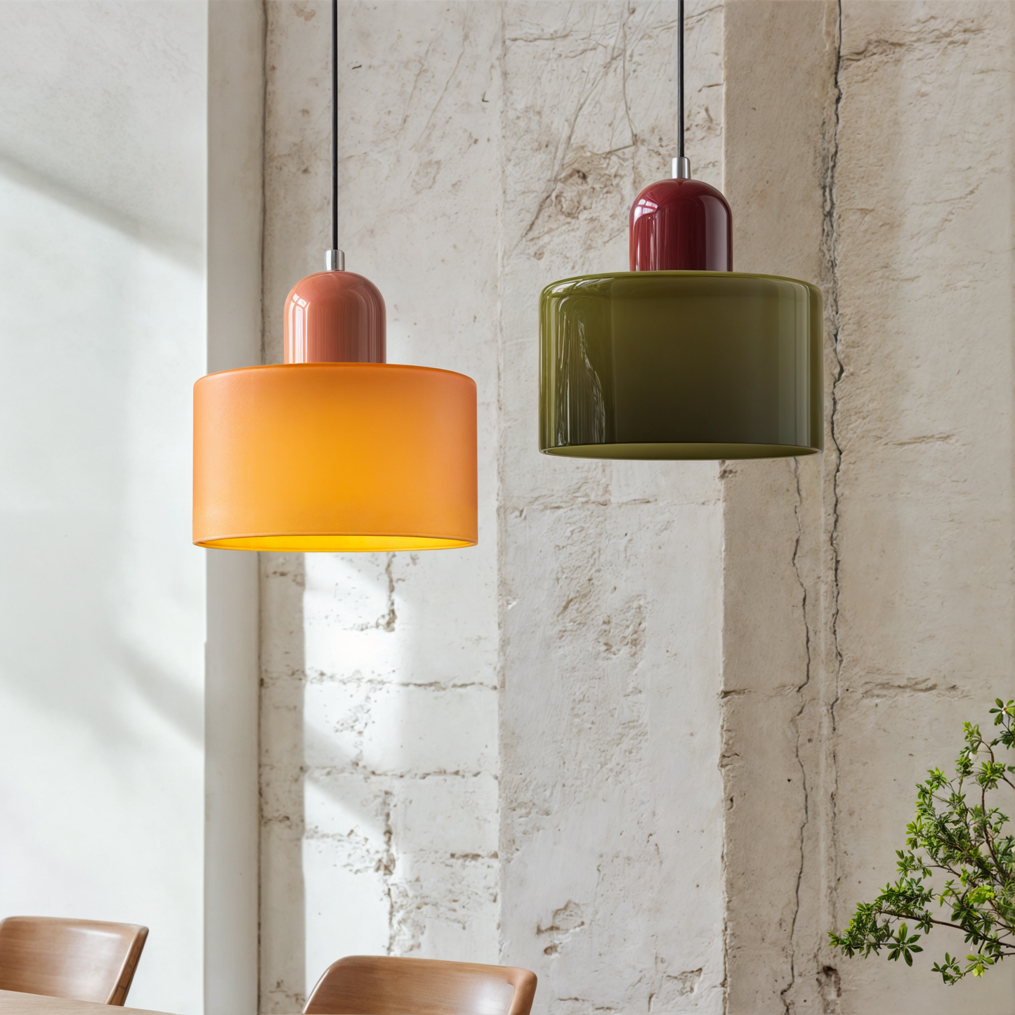 Adjustable Modern Small Orange Glass Pendant Light, E27, Max 12W