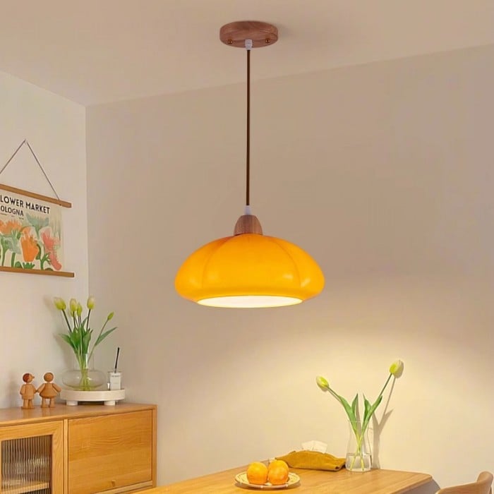 Emilio Retro Orange Glass Pendant Light