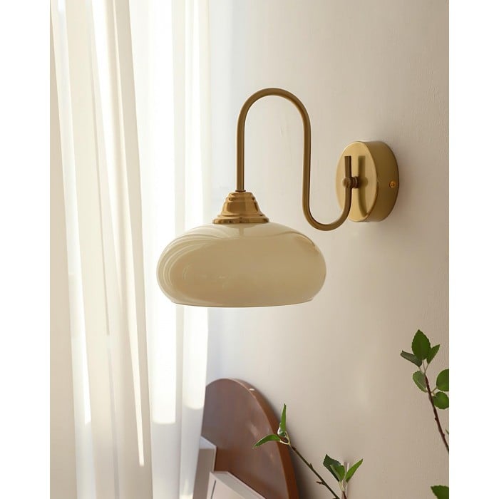Arabella Bauhaus Glass Shade Curved Wall Sconce
