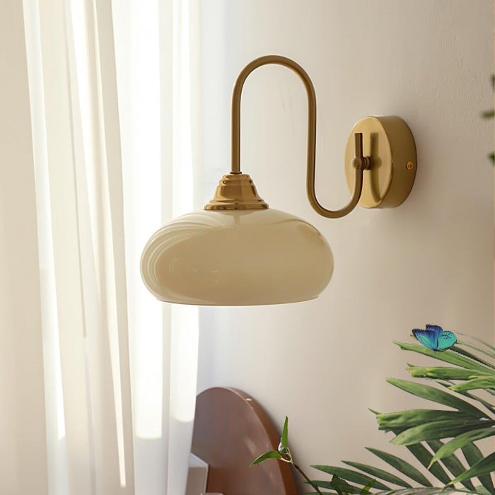 Arabella Bauhaus Glass Shade Curved Wall Sconce