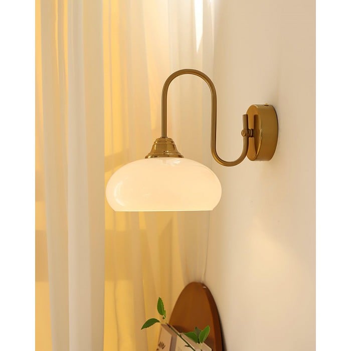 Arabella Bauhaus Glass Shade Curved Wall Sconce