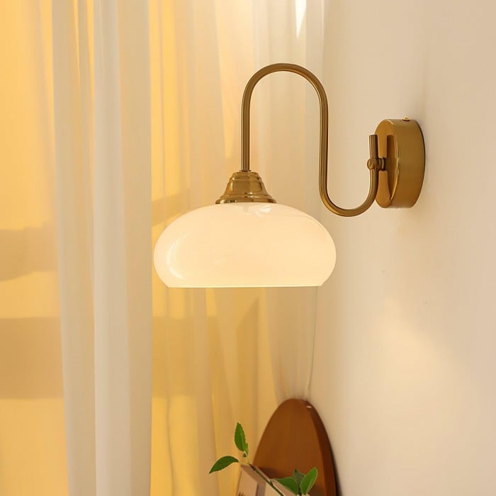 Arabella Bauhaus Glass Shade Curved Wall Sconce
