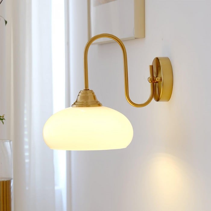Arabella Bauhaus Glass Shade Curved Wall Sconce