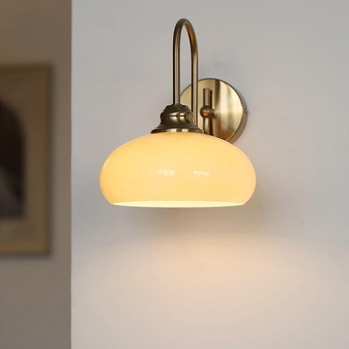 Arabella Bauhaus Glass Shade Curved Wall Sconce