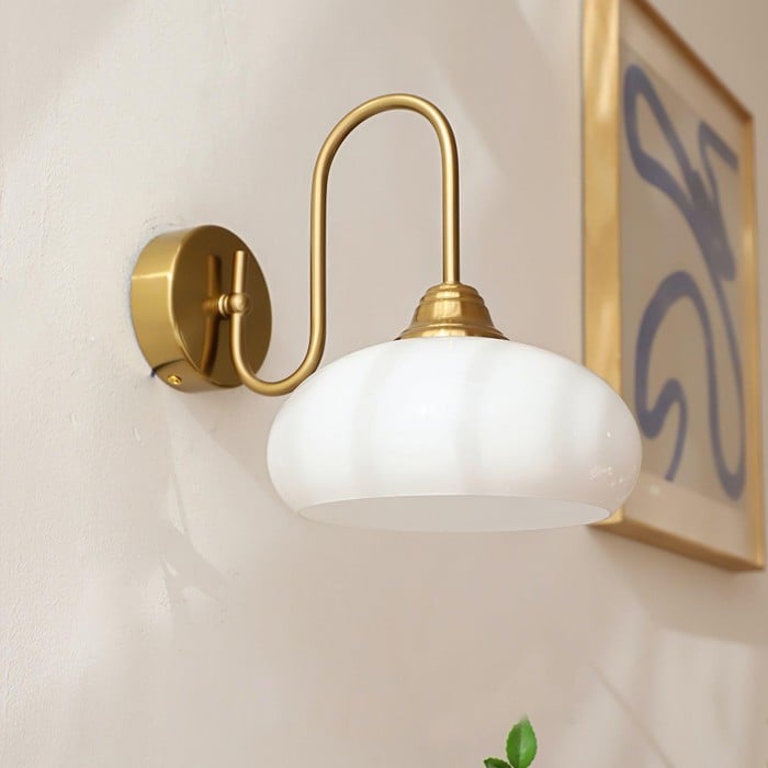 Arabella Bauhaus Glass Shade Curved Wall Sconce
