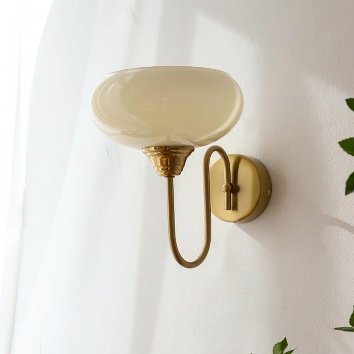 Arabella Bauhaus Glass Shade Curved Wall Sconce