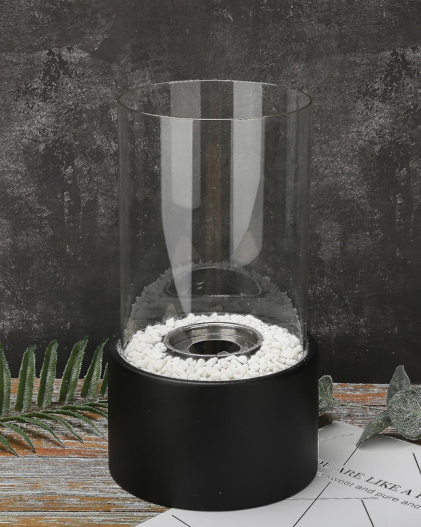 Elegant Eternal Flame Oil Lamp - 26x14cm Metal & Glass, Safe Open Flame Design
