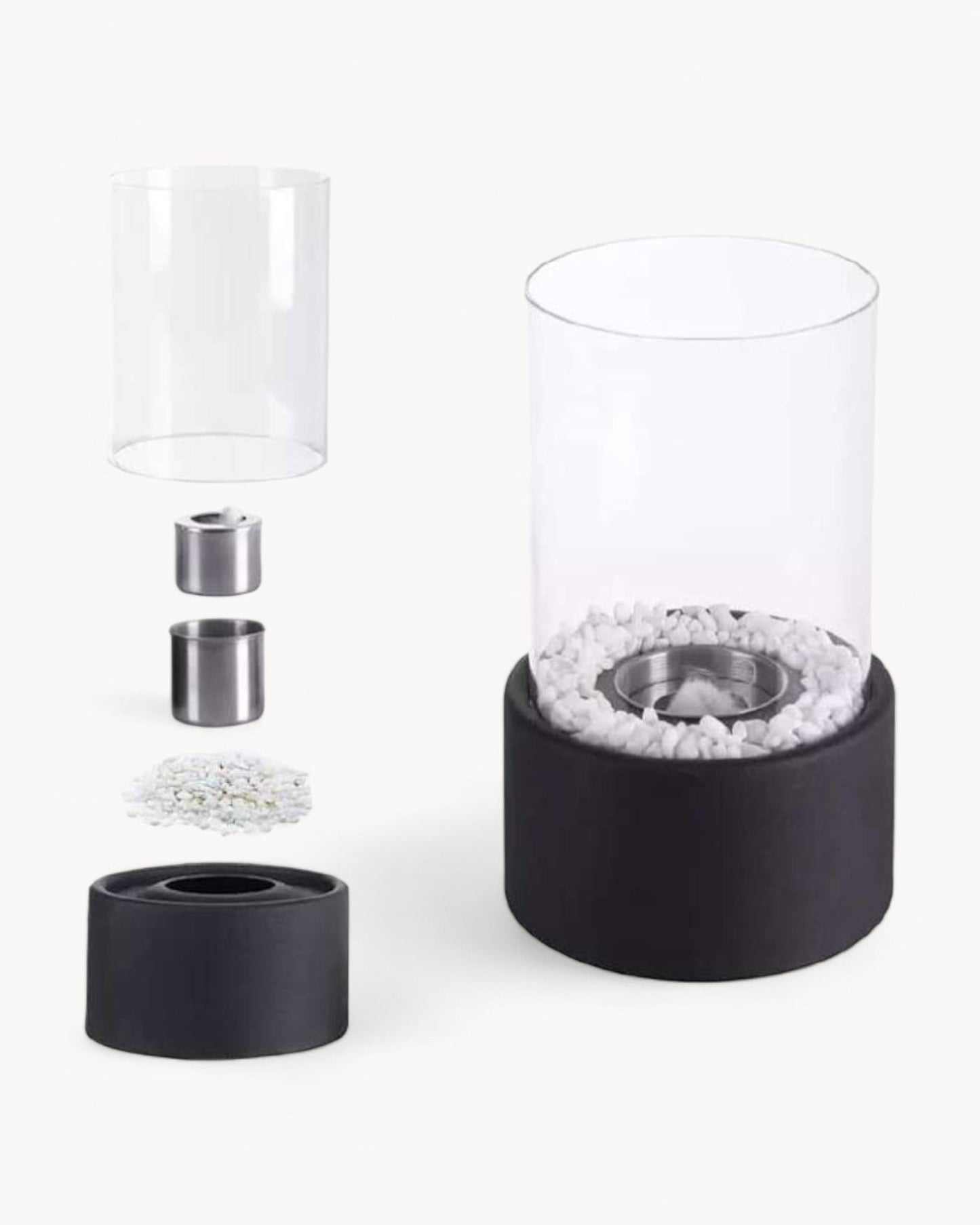 Elegant Eternal Flame Oil Lamp - 26x14cm Metal & Glass, Safe Open Flame Design