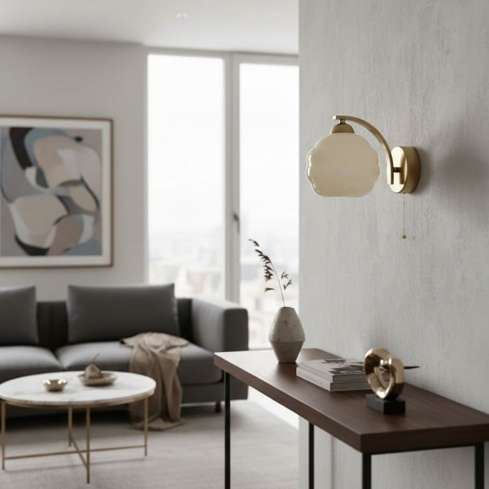 Gabriel Bauhaus Milk Glass Wall Sconce