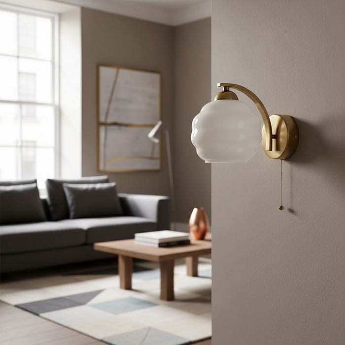 Gabriel Bauhaus Milk Glass Wall Sconce