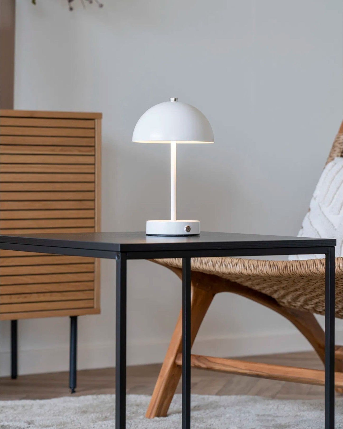 House Nordic Holt Rechargeable LED Table Lamp - White Steel Finish
